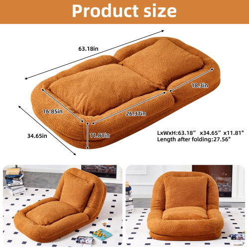 Folding Sofa Chair with 5 Adjustable Positions Plush Floor Lounge Chair for Meditation and Relaxation
